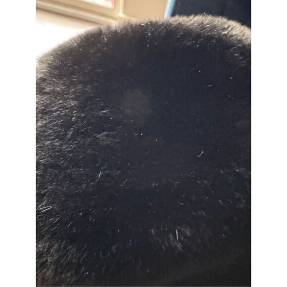 Vintage Women’s Black Sheared Fur Trim Cashmere Wool Long Jacket Black - Picture 9 of 10